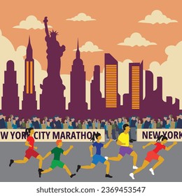 Te daré un increíble afiche de época, afiche de maratón de la ciudad de nueva york