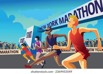 Te daré un increíble afiche de época, afiche de maratón de la ciudad de nueva york