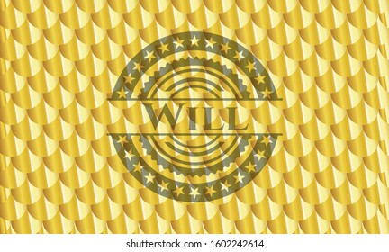 Will golden emblem or badge. Scales pattern. Vector Illustration. Detailed.