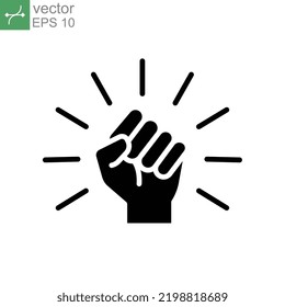 Will Icon. Hand Closed Power, Clenched Fist. Fighting For Rights, Freedom. Raised Fist Symbol Of Victory, Strength And Solidarity Vector Illustration Design On White Background. EPS 10