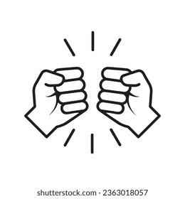 Will icon. Hand closed power, . fighting for rights, freedom. Raised clenched fist of victory, strength and solidarity. Outline Editable stroke Vector illustration design on white background. EPS 10