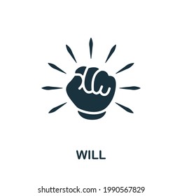 Will icon. Simple creative element. Filled monochrome Will icon for templates, infographics and banners