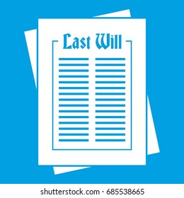 Will icon white isolated on blue background vector illustration