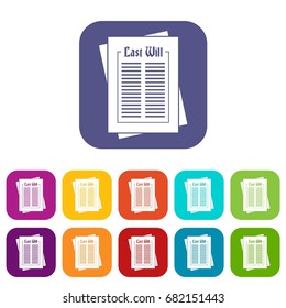 Will icons set vector illustration in flat style in colors red, blue, green, and other