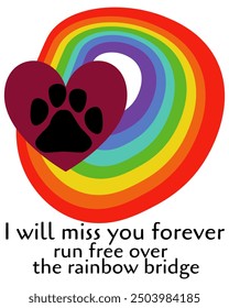 I will miss you forever, Sympathy Pet Loss Card Vector Illustration