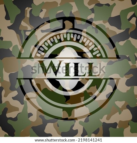 Will on camouflaged texture. Vector Illustration. Detailed. 