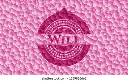 Will pink emblem with bubbles background. Vintage. Vector Illustration. Detailed. 