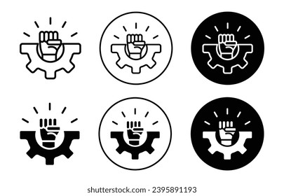 will power icon. strong hand hold to show strength and power symbol set. self confident or strong closed punch represent willpower or confidence vector line logo