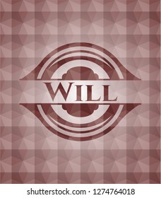 Will red polygonal badge. Seamless.