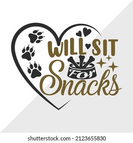 Will Sit For Snacks printable vector illustration