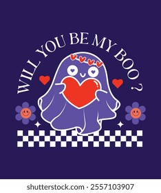 will you be may boo illustration. for poster template, t'shirt design, high quality print and other uses