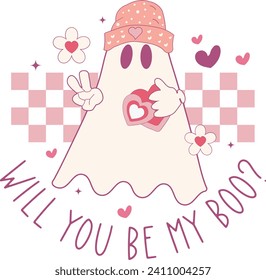 Will You Be My Boo, Romantic Valentine Love Graphics Illustrations Merchandise for T-shirt, Clipart and Romantic Typography Designs