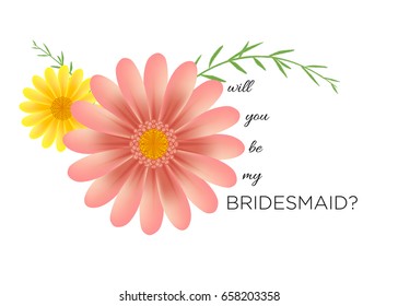 "Will you be my bridesmaid?" card with floral theme