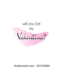 Will You be my Valentine? postcard, minimal, black and pink