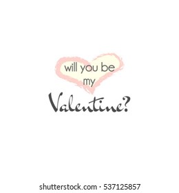 Will You be my Valentine? postcard, minimal, black and pink