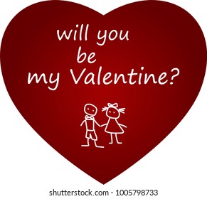 Will you be my Valentine sweet card with cartoon
