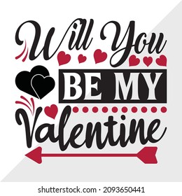 Will You Be My Valentine Printable Vector Illustration