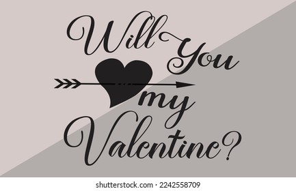 
Will you be my valentine. Valentines day greeting card with calligraphy. Hand drawn design elements. Handwritten modern brush lettering.