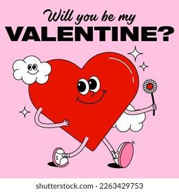 will you be my valentine valentine's day social media posting template vector, illustration