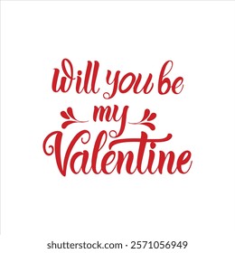 Will You Be My Valentine Typography Vector – Line Art, Silhouette, Clipart, and Logo Icon Design