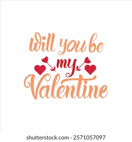 Will You Be My Valentine Typography Vector – Line Art, Silhouette, Clipart, and Logo Icon Design