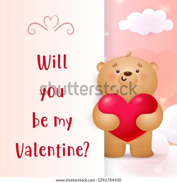 Will You Be My Valentine Lettering Stock Vektorgrafik Lizenzfrei