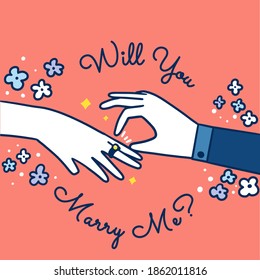 Will You Marry Me Doodle Illustration Premium Vector