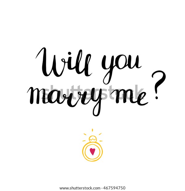 私と結婚してくれ 結婚と結婚のプロポーズ 手書きの文句 愛とロマンチックな言葉を 心と婚約指輪 印刷 はがき ポスター パーティーの招待用のベクターイラスト のベクター画像素材 ロイヤリティ フリー