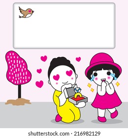 Will You Marry Me paper note illustration set