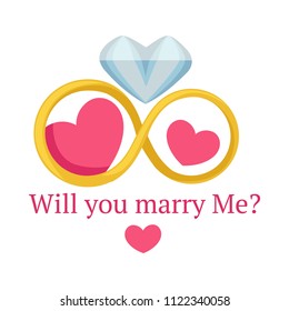 Will you marry me proposal poster vector illustration