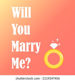 Will you marry me Text. Wedding ring. Design for Valentine's day festival. Vector illustration.