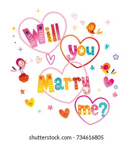 Will you Marry me - typography lettering decorative text wedding design
