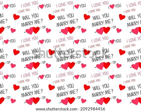 Will you marry me? – romantic seamless pattern