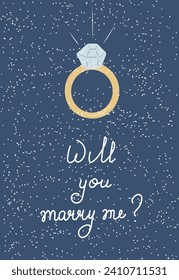 Will you merry me card with Wedding ring.