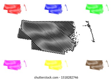 Willacy County, Texas (Counties in Texas, United States of America,USA, U.S., US) map vector illustration, scribble sketch Willacy map