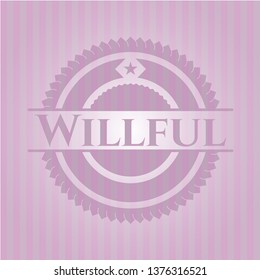 Willful badge with pink background