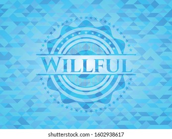 Willful realistic light blue mosaic emblem