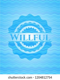 Willful water wave concept style badge.