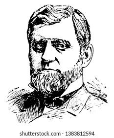 William B. Allison, 1829-1908, he was a leader of the Iowa republican party and member of the U.S. house of representatives, vintage line drawing or engraving illustration