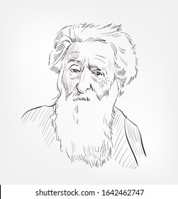 William Booth English Methodist Preacher Vector Sketch Portrait Isolated