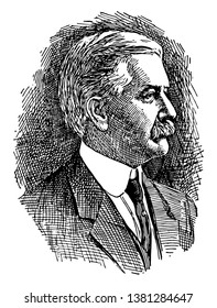 William C. Gorgas, 1854-1920, he was a United States army physician and 22nd Surgeon general of the U.S. army from 1914 to 191, vintage line drawing or engraving illustration