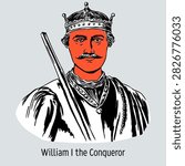 William the Conqueror (William I): Medieval Norman King of England, 1066. Vector illustration.