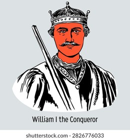 William the Conqueror (William I): Medieval Norman King of England, 1066. Vector illustration.