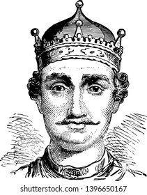 William I of England, c. 1028-1087, he was the first Norman king of England, vintage line drawing or engraving illustration