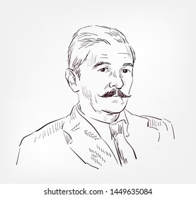 William Faulkner Vector Sketch Portrait Face Famous