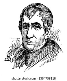 William Henry Harrison, 1773-1841, he was an American military officer, United States senator from Ohio, and the ninth president of the United States, vintage line drawing or engraving illustration