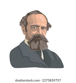 William James (1842 - 1910) was an American philosopher and psychologist, forerunner of the functionalism movement, pioneer of pragmatism. Vector illustration portrait
