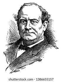 William Jennings Bryan, 1860-1925, he was an American orator and politician from Nebraska, he also served in the U.S. house of representatives and as the U.S. secretary of state, vintage line drawing