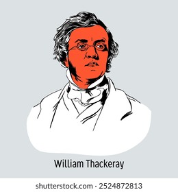 William Makepeace Thackeray is an English satirist and master of the realistic novel. Hand drawn vector illustration