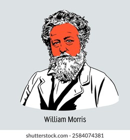 William Morris was an English artist, poet, and socialist, founder of the Arts and Crafts movement, which emphasized the value of manual labor. Hand-drawn illustration